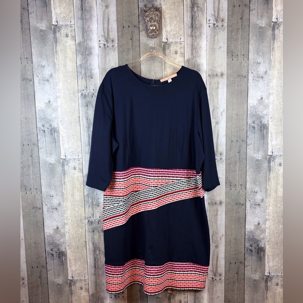 Anthropologie Hutch Kellum Asymmetrical Striped Dress In Blue Combo Size 3X.